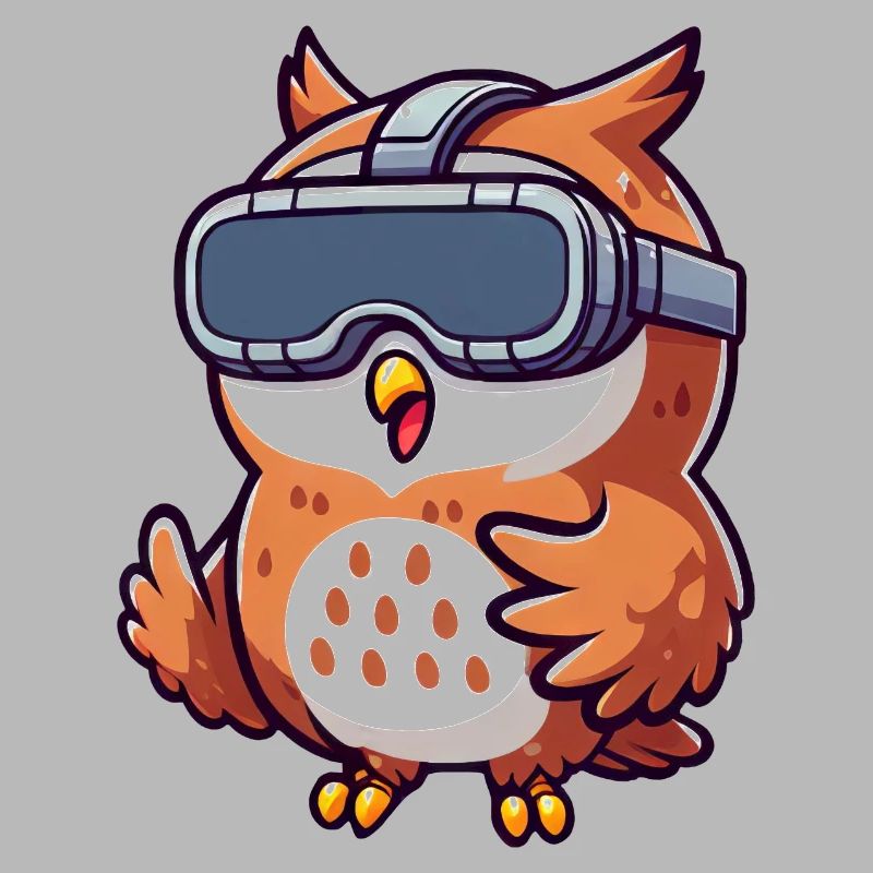 Süße Comic Eule mit VR Brille Virtuelle Realität