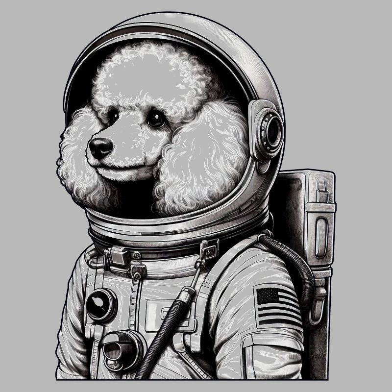 Caniche astronaute dans l’espace émerveillé