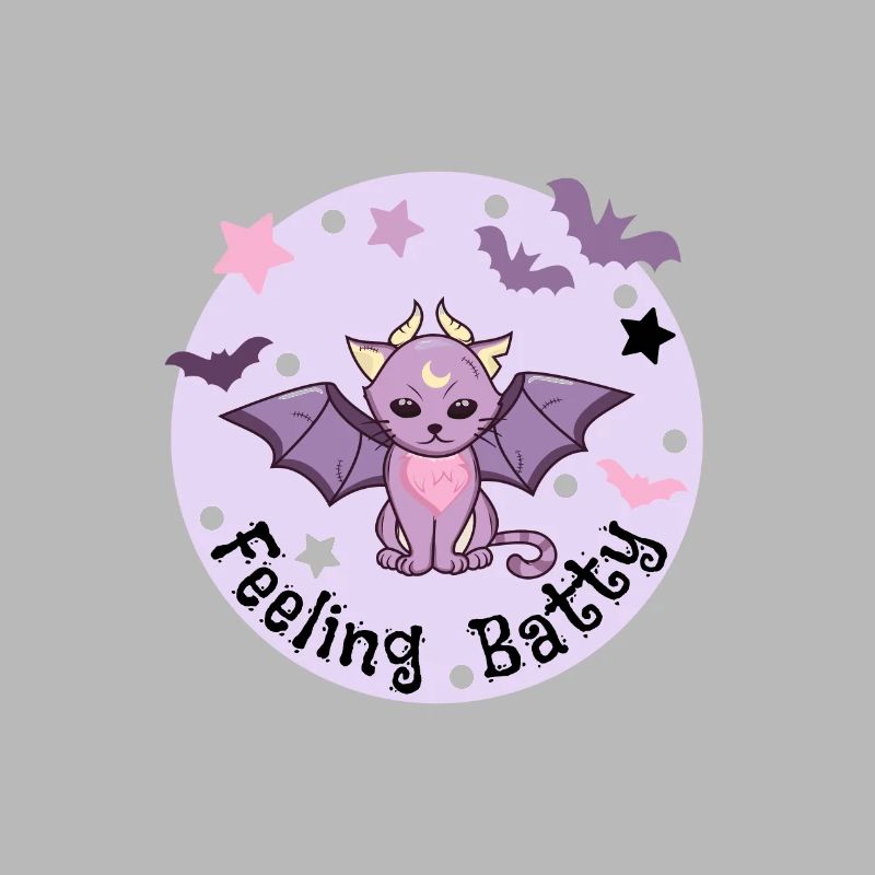 Feeling Batty. Pastel Vampire Cat.