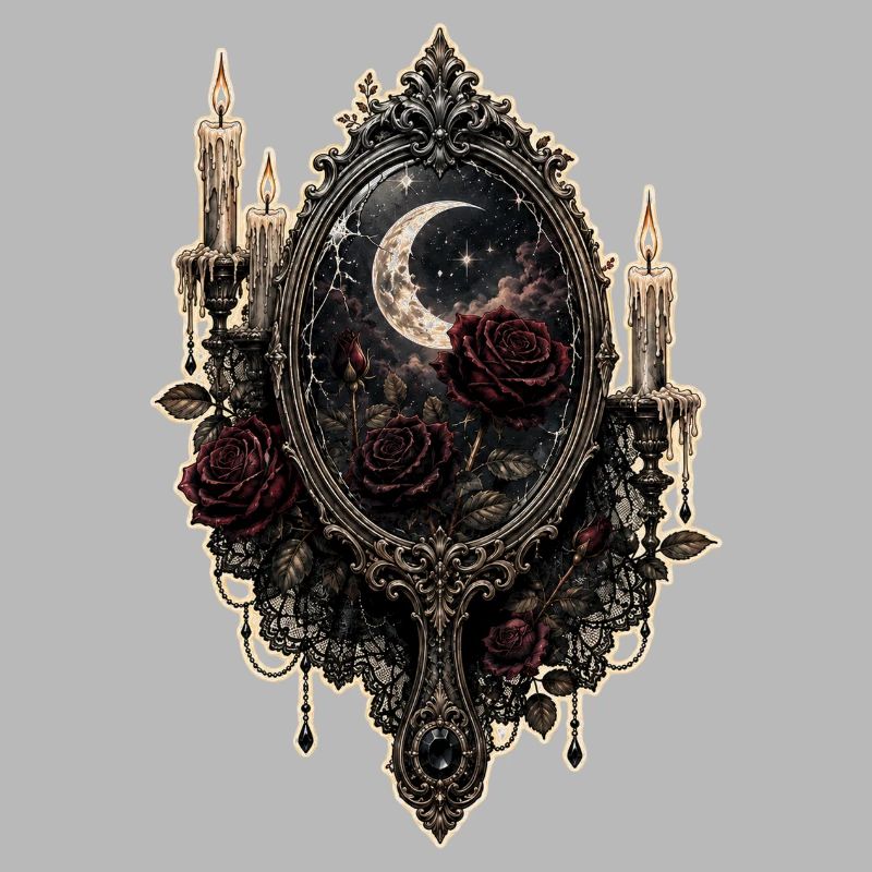 Gothic Mirror with Roses and Candles