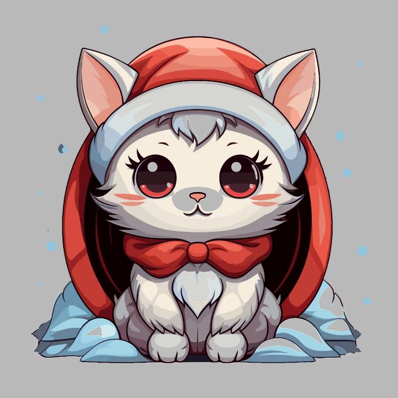 Design de Noël de chat - Style Kawaii