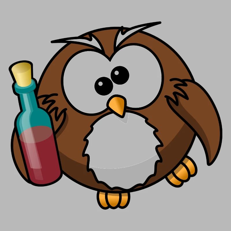 betrunkene Eule mit Wein