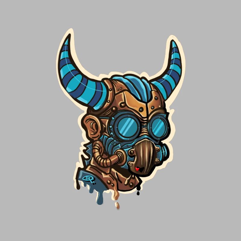 Masque Steampunk Cornu Bleuté