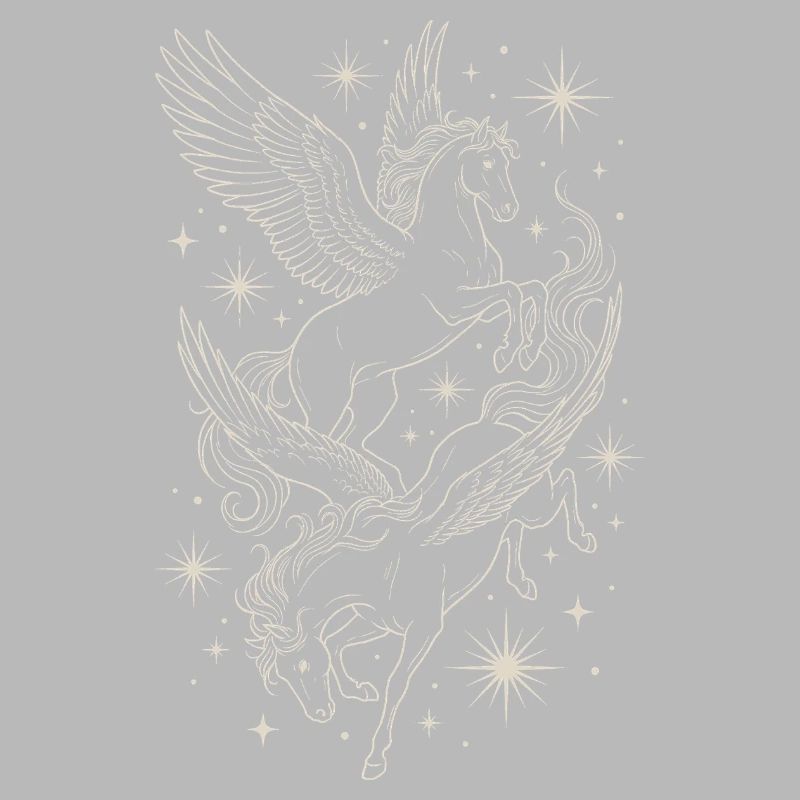 Two Celestial Pegasus Horses Between Stars