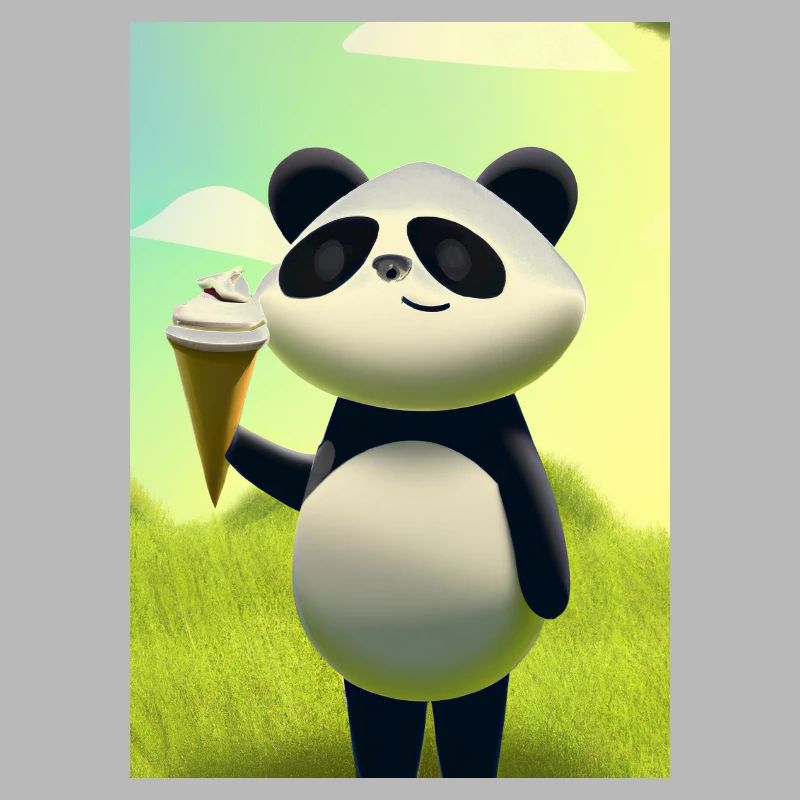 Panda mit Eiscreme