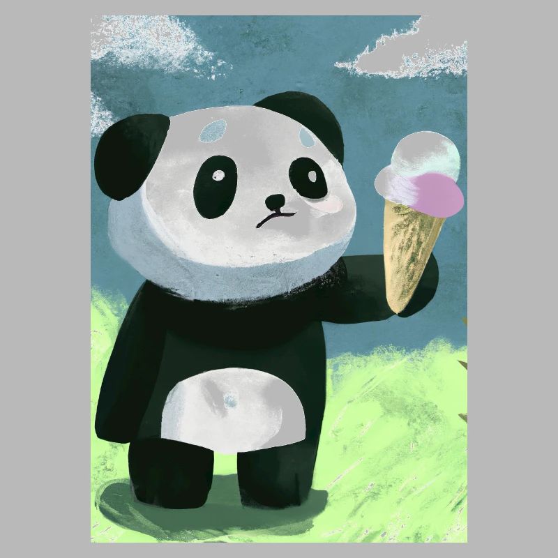 Panda mit Eiscreme