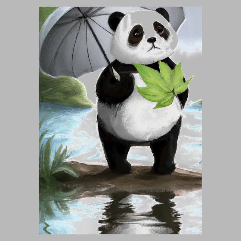 Panda mit Blattschirm
