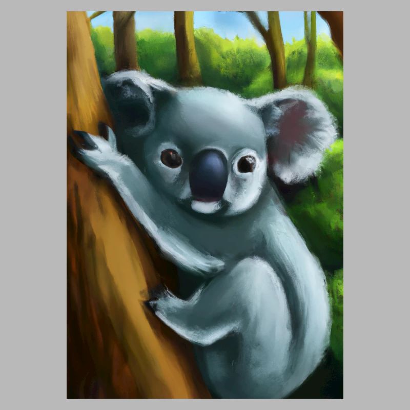 Ein Koala hängt an einem Baum