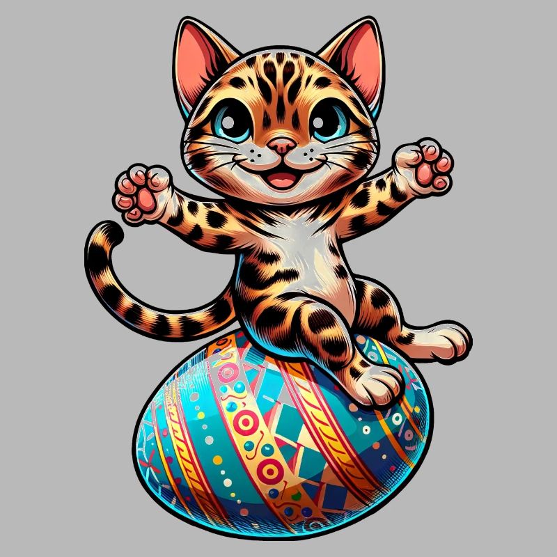Bengal Cat Dancing Easter Egg