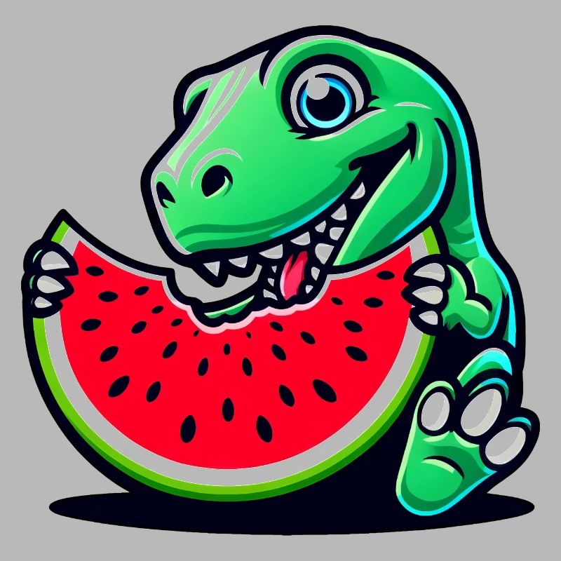 Sweet T-Rex Dino mange de la pastèque plus fruitée