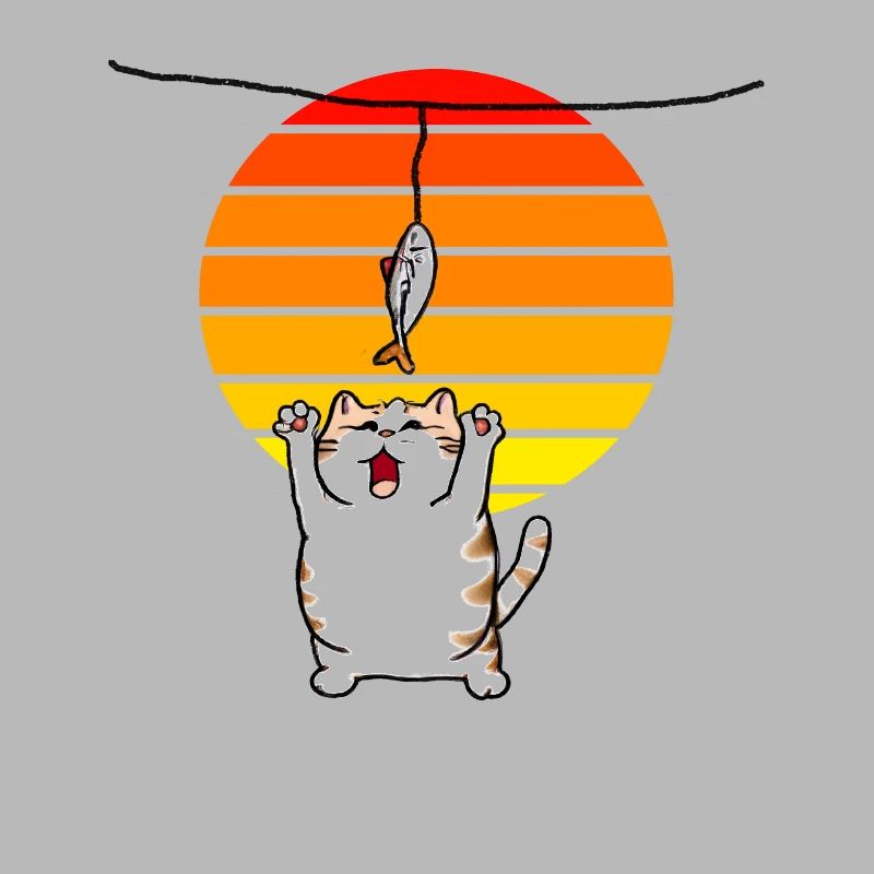 Le chat attrape le poisson