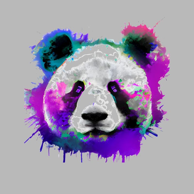 Farbenfroher Panda mit Spritzern