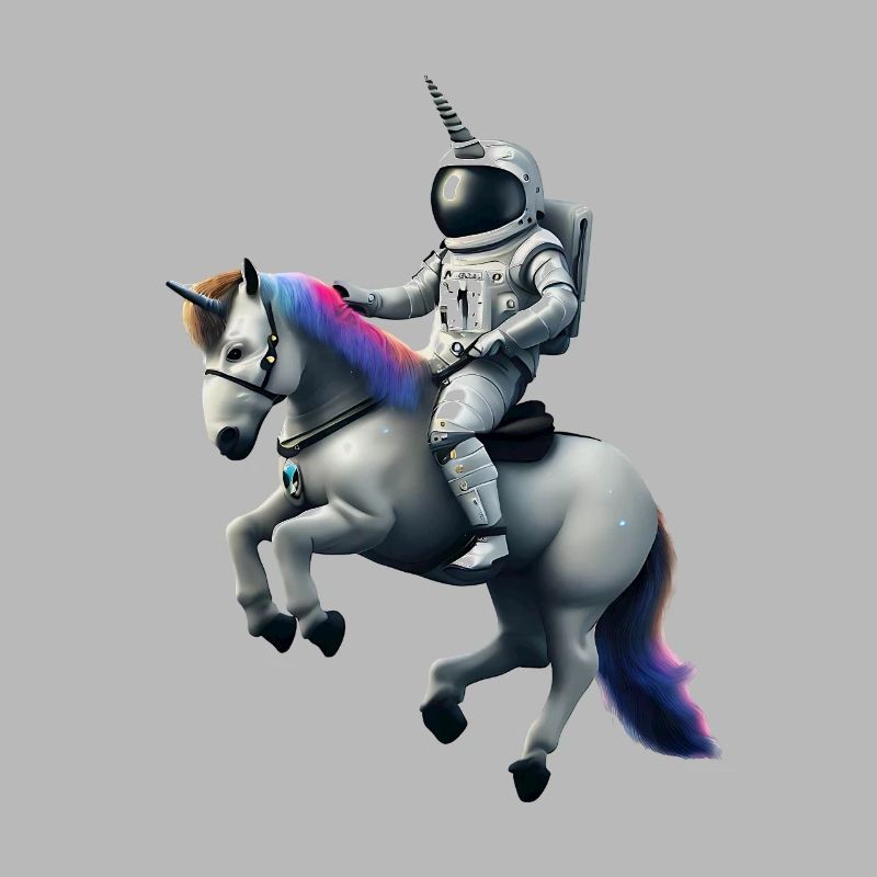 Astronaut auf Einhorn mit Einhorn Helm