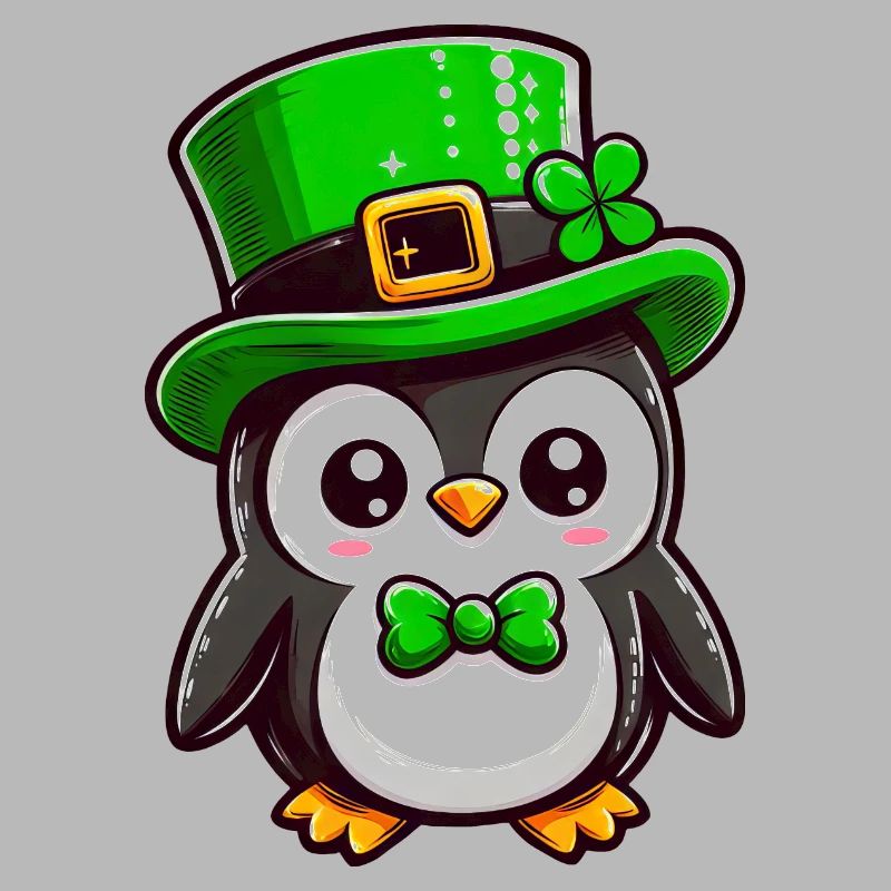 Pingouin de la Saint-Patrick montrant la langue :