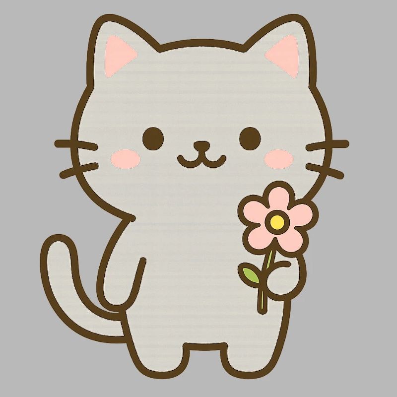Chat mignon avec fleur