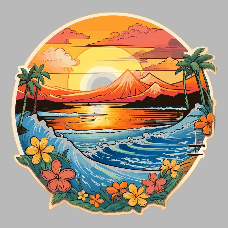 Conception de planche de surf Surf Surf Hawaii Palm Trees Ocean
