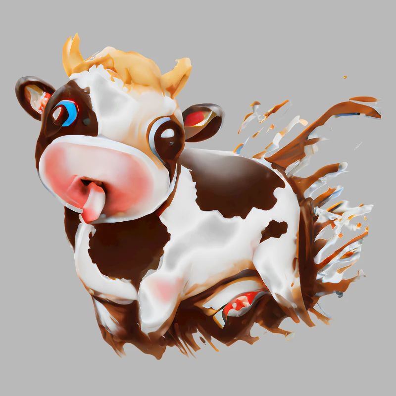 Vache en chocolat avec éclaboussures de cacao