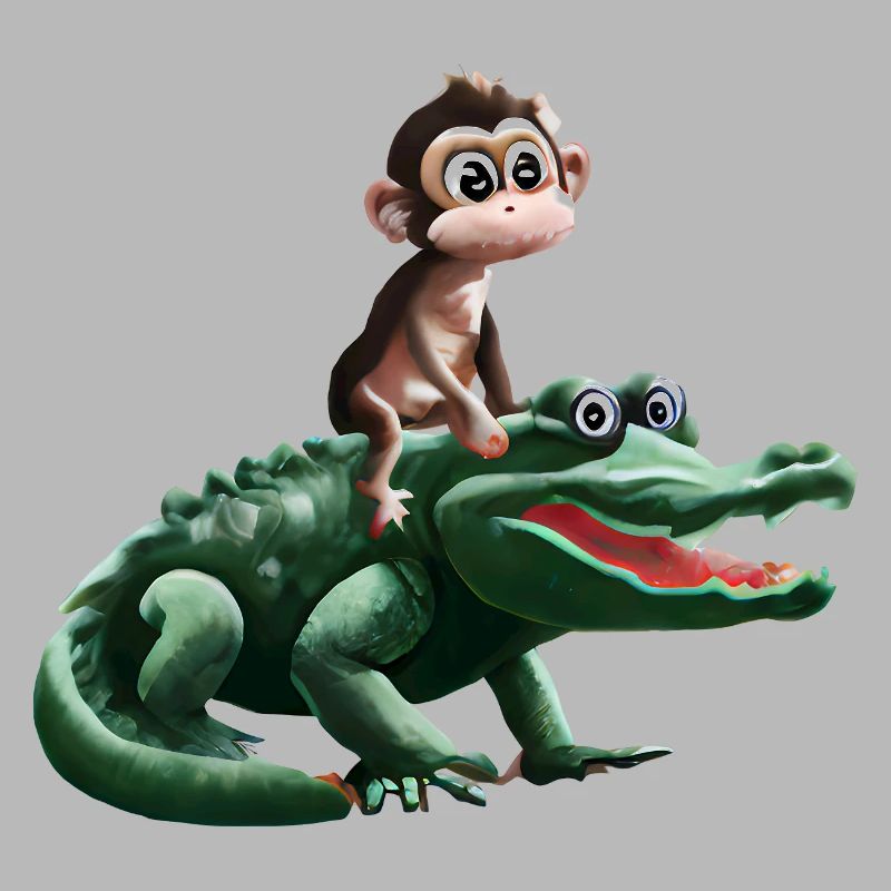 Drôle de singe sur la conception du crocodile