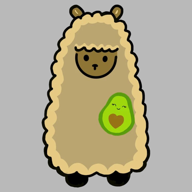 Lama mit Avocado, Llama with avocado