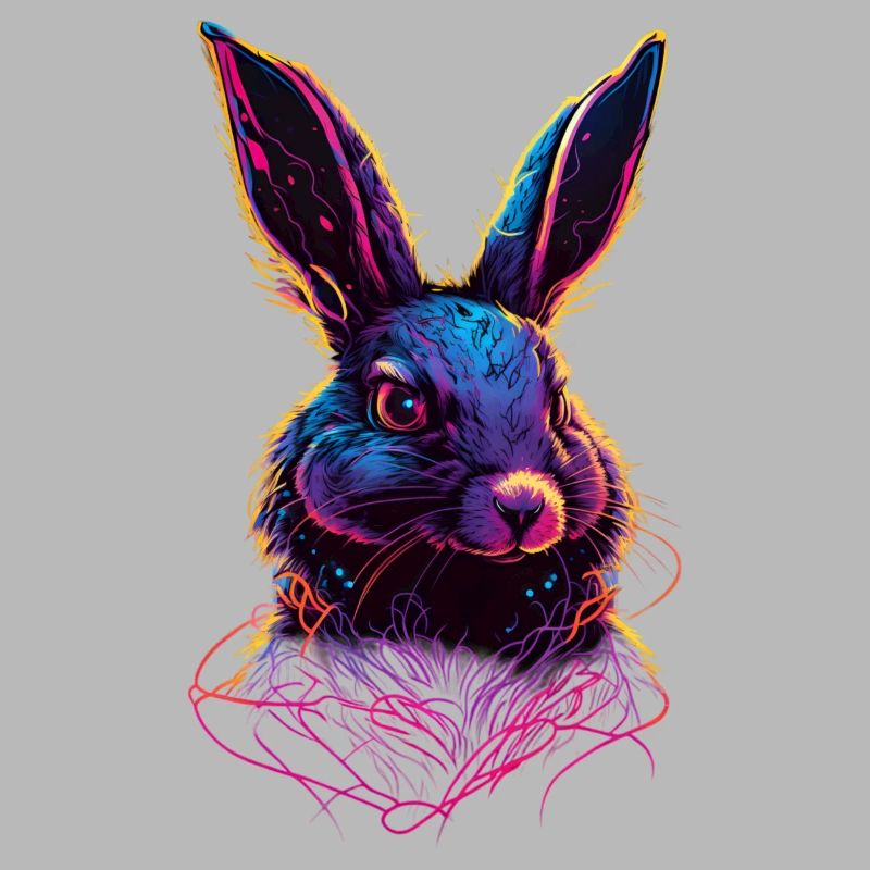 Rabbit Synthwave 80 s gift