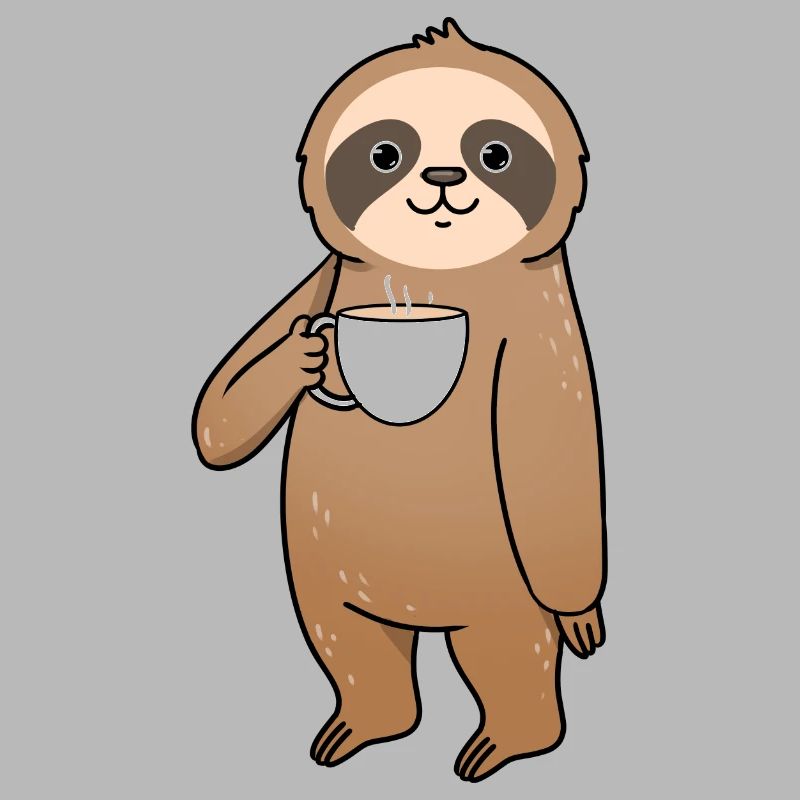 Sloth drinks coffee