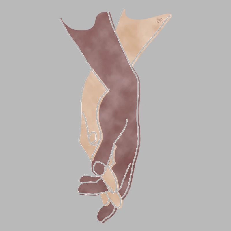 « Getting Close », Boho Line Art Design, Series Hands