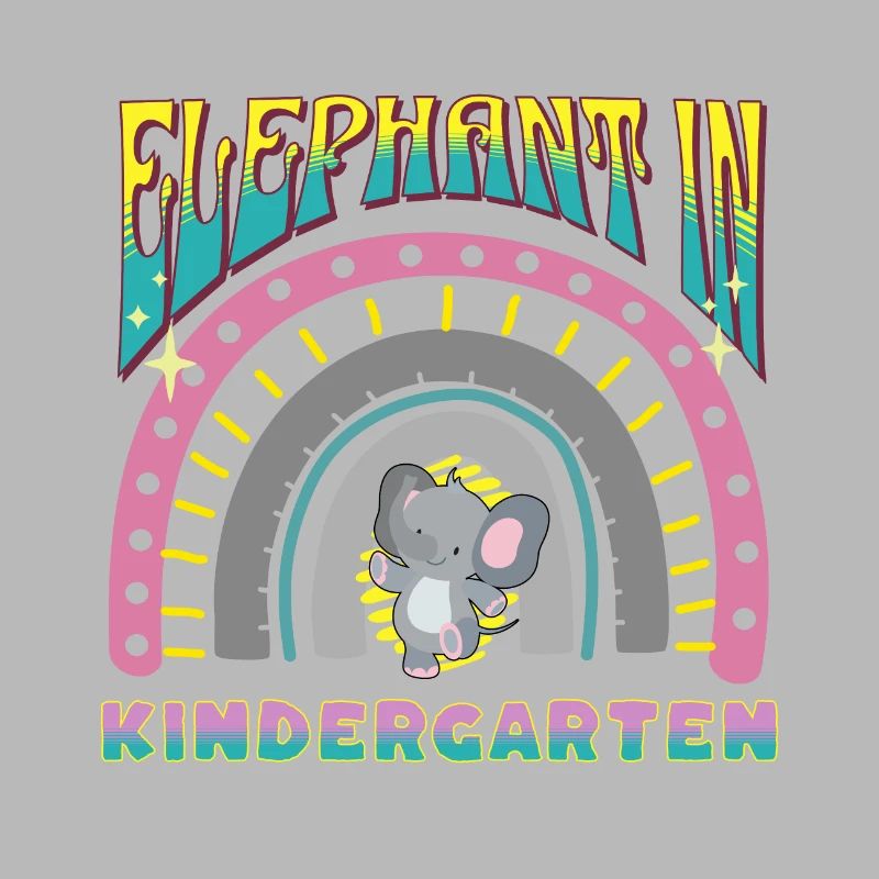 éléphant dans la conception de bande arc-en-ciel de maternelle