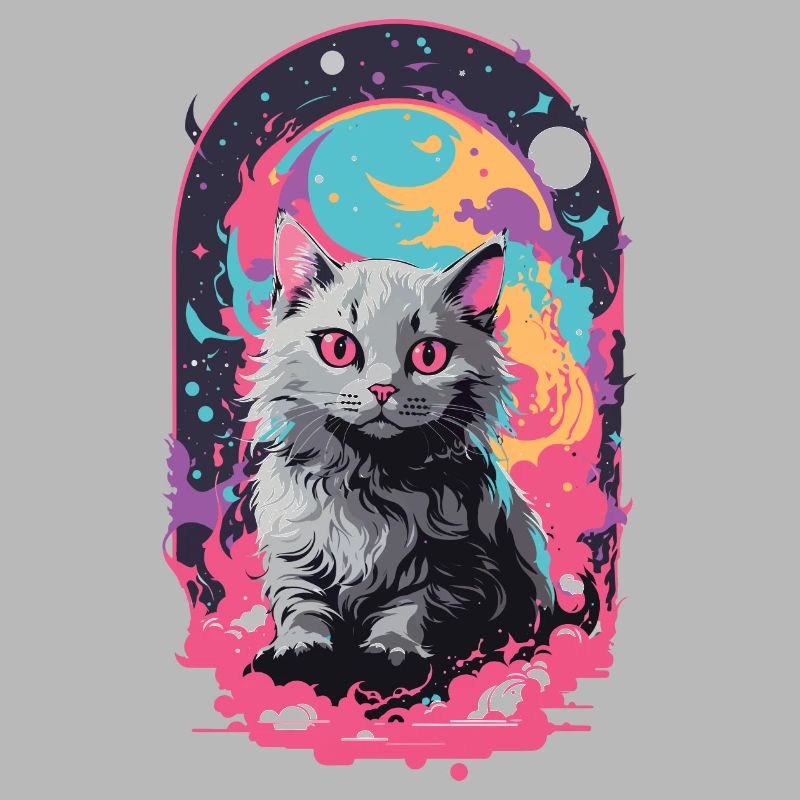 Cat Goth Pastel Psychedelic Weirdcore Design