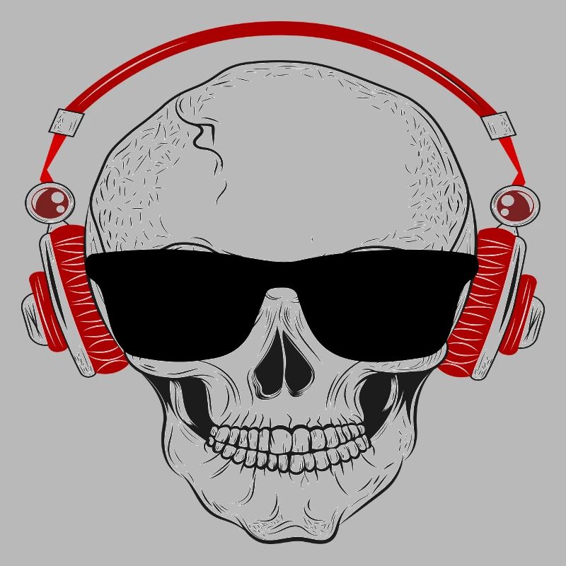 Totenkopf mit Kopfhörer