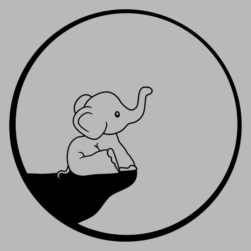 cliff elephant moon night round circle sitting sweet