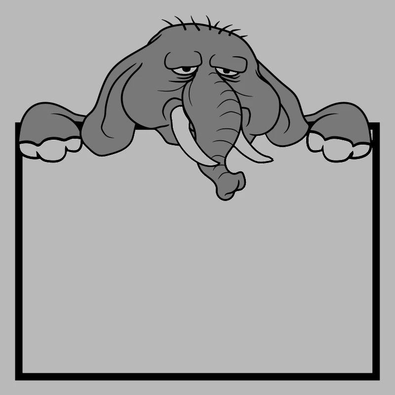 frame shield elephant sad face wall text f