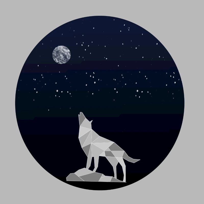 Howling wolf under a starry sky