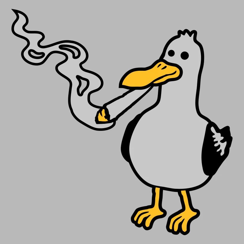 Stoner Seagull Smoking Hemp