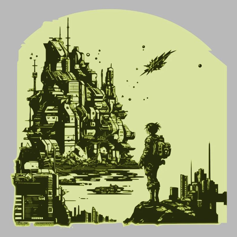 Bande dessinée de science-fiction dans un style rétro 8 bits