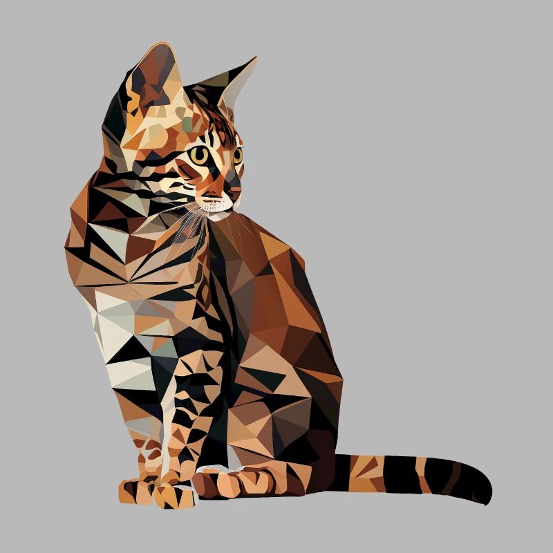 Bengal-Katze im Polygonstil – Geometrisch