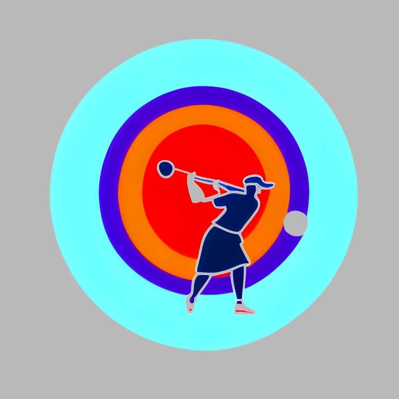 Retro Golflady in a circle Multicolor