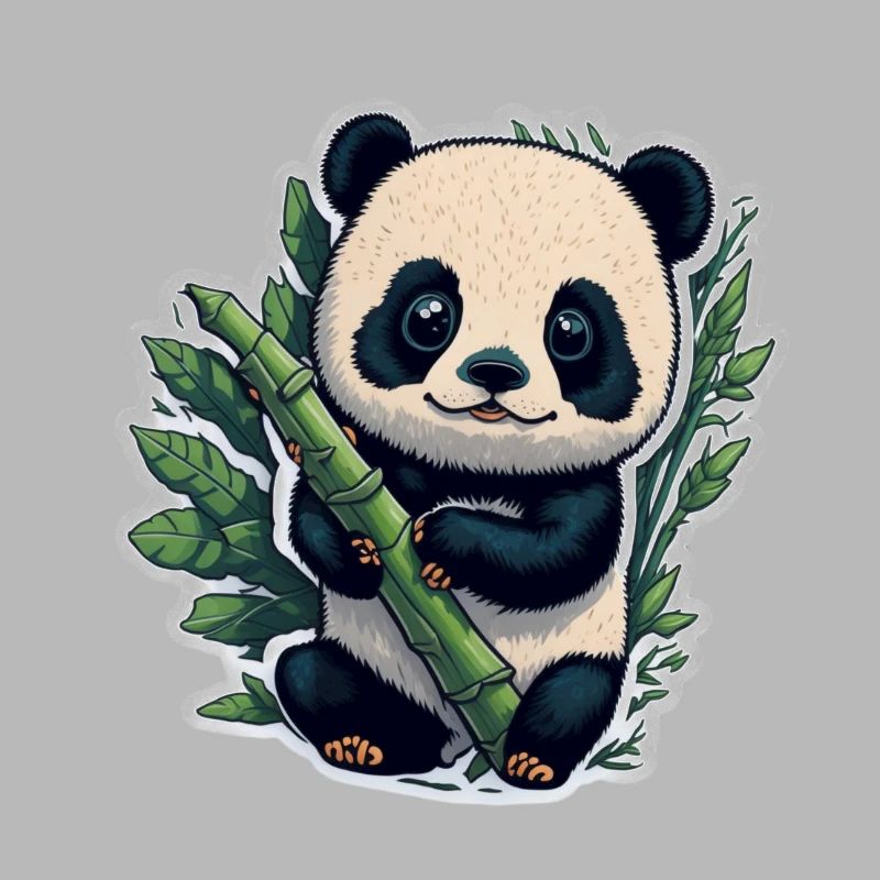 Panda mignon avec bambou
