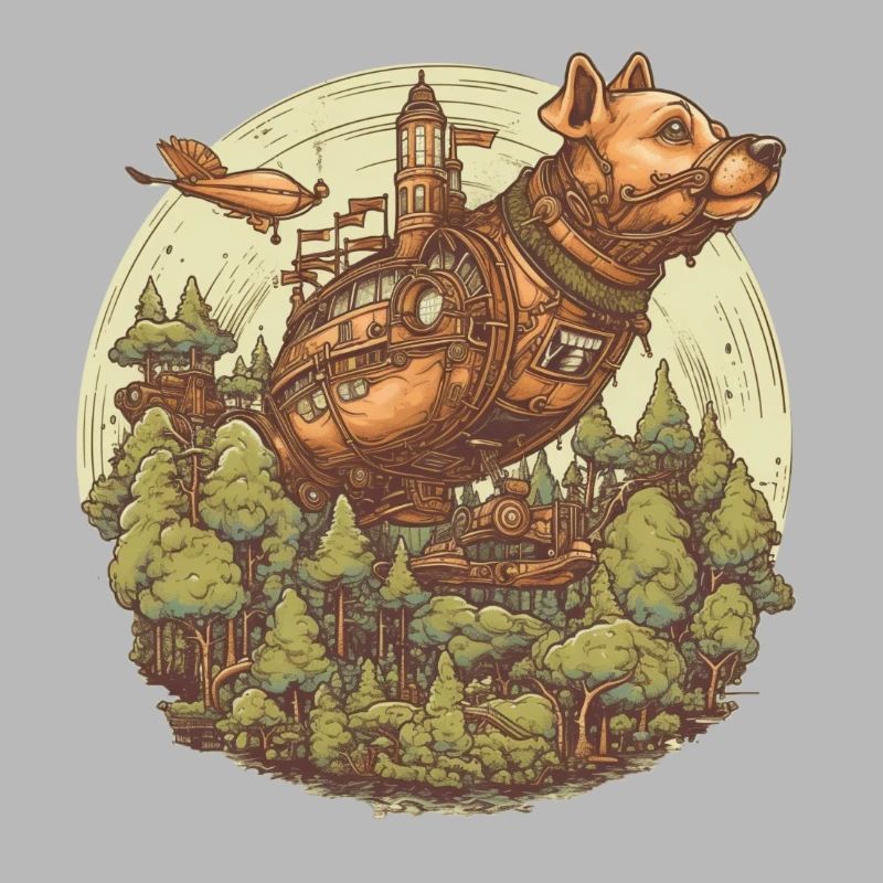 Chien dirigeable Steampunk