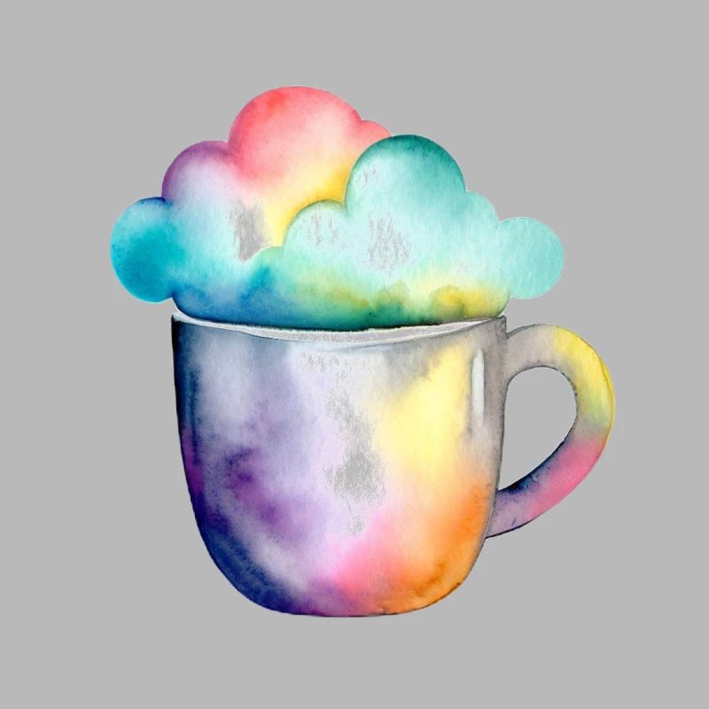 Rainbow coffee with a cloud