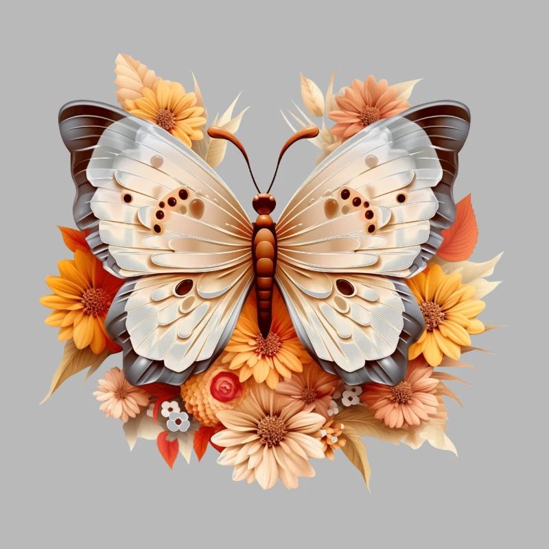 3D papillon fleur papillon fleurs beauté