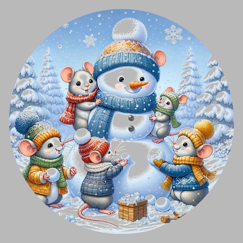 Mäuse bauen Schneemann