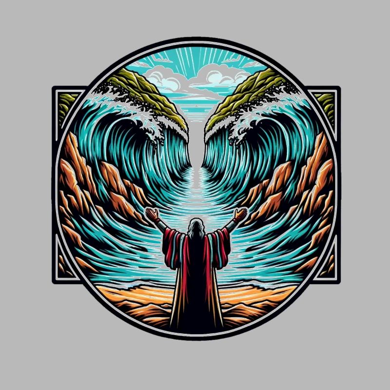Moses teilt das Meer.