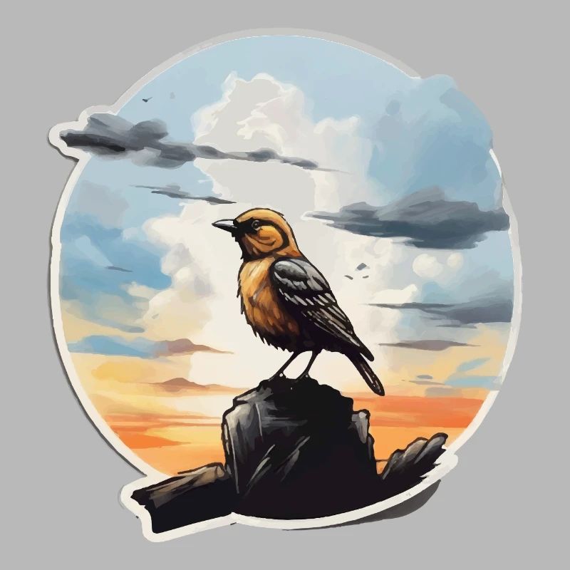 Landschaft Gemälde mit Vogel