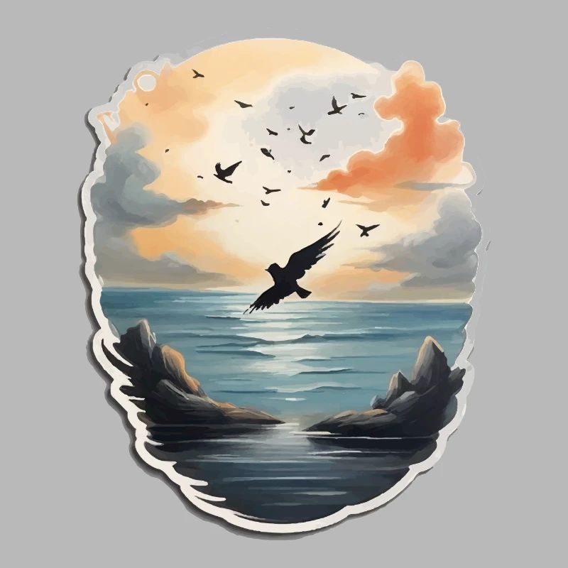 Landschaft Gemälde mit Vogel