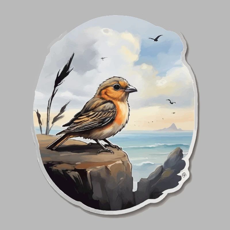Landschaft Gemälde mit Vogel