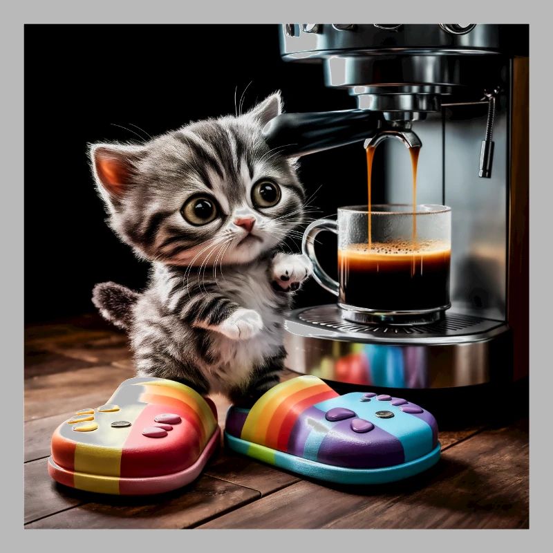 Le chat prend une pause-café