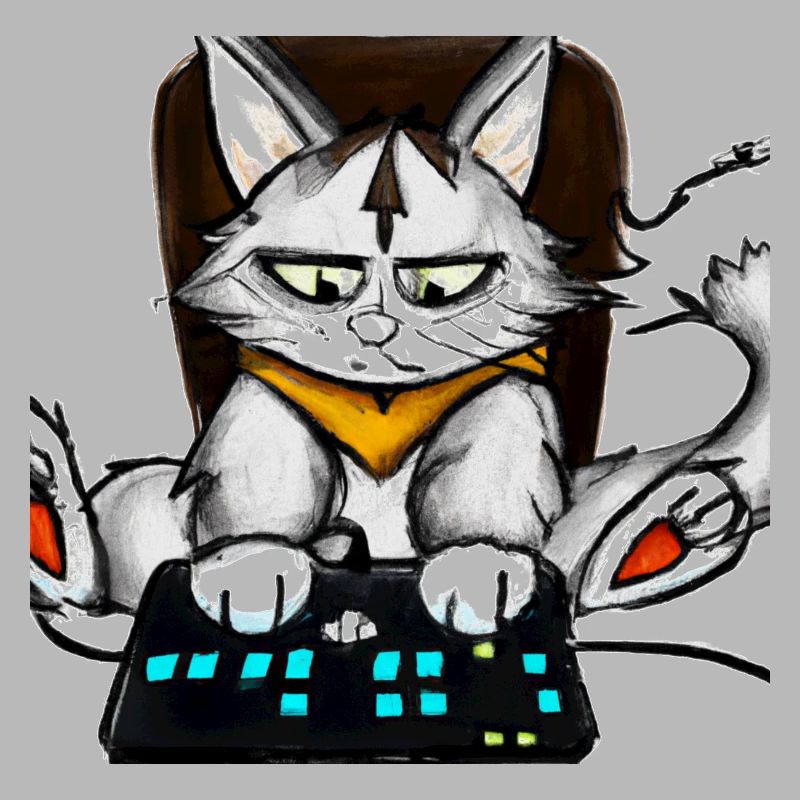 cat playing computer games comic