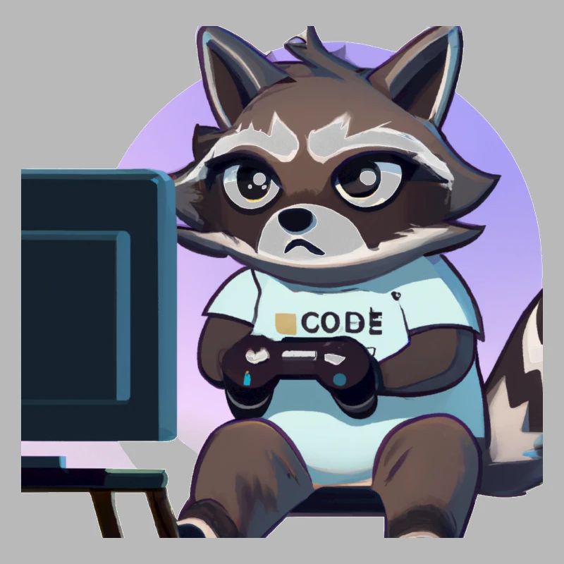 racoon playing computer games