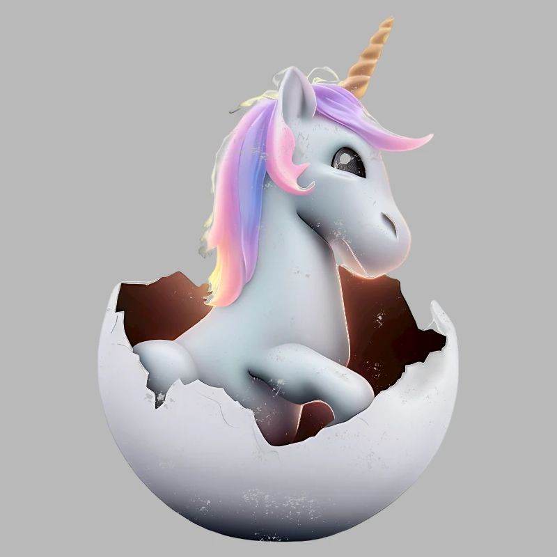 Un bébé licorne éclot de l’œuf