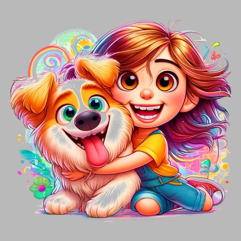 Fille avec chien mignon